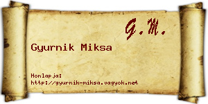 Gyurnik Miksa névjegykártya